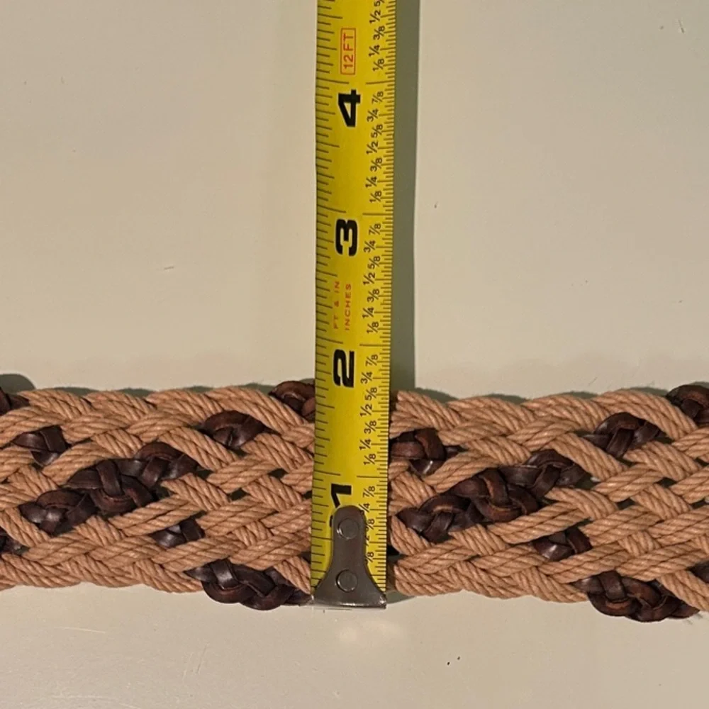 NWOT LAUREN Ralph Lauren Lardini Black with Braided Tan and Brown Belt.